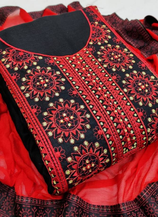 Exclusive Latest Fancy Designer Casual Wear Pure Cotton Embroidery Worked Dress Material Collection